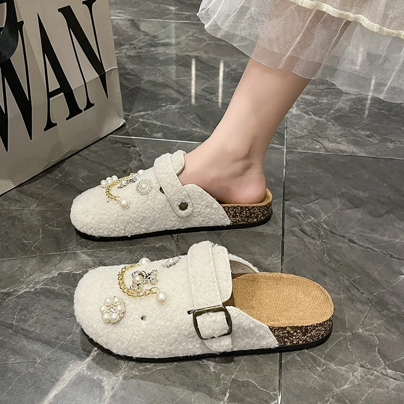 حذاء أبيض، حذاء ماري بوركون، 2025 حذاء مثقوب بنعل سميك عصري وعصري، نصف شبشب قديم #1