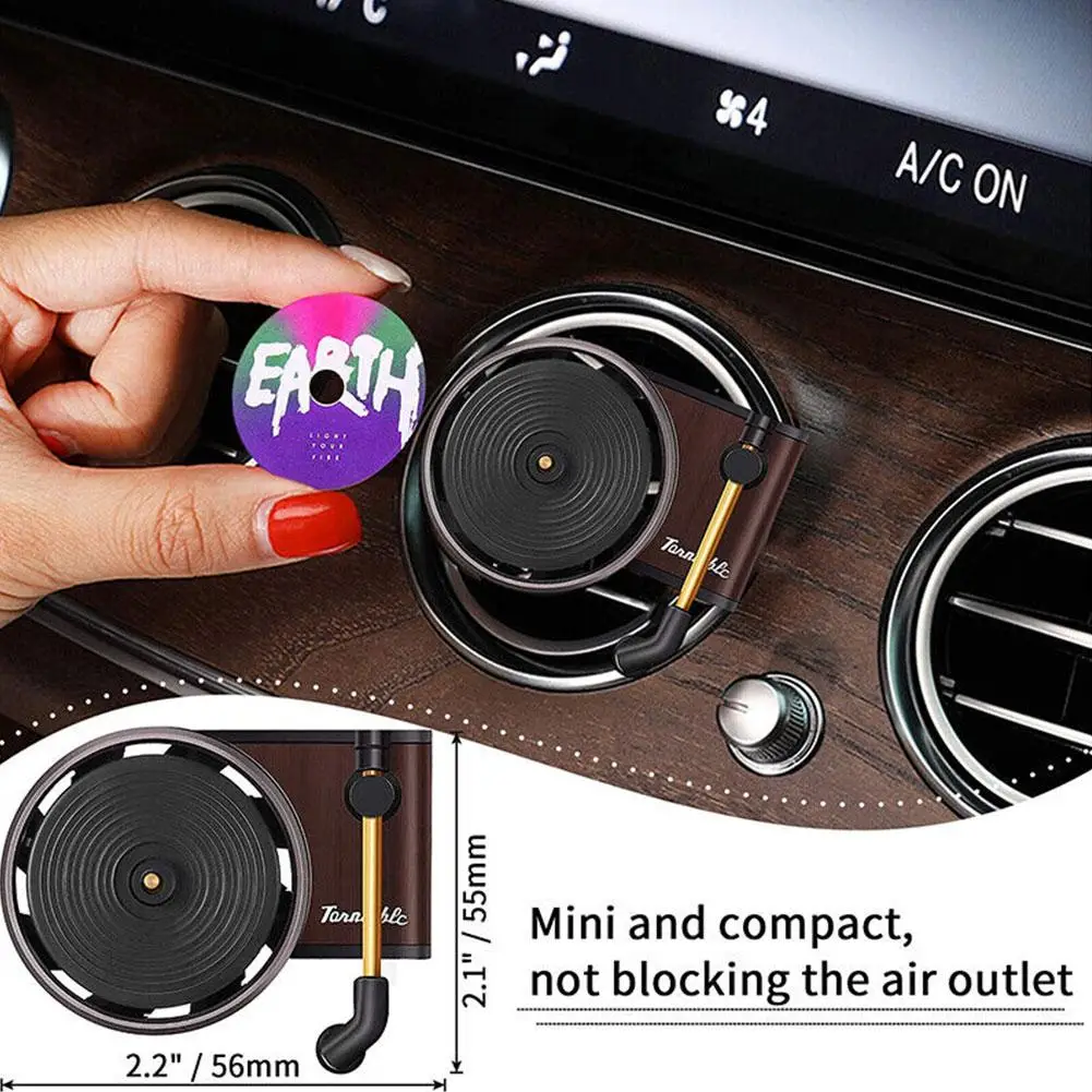Newest Car Retro Record Player,Fragrance Air Conditioner Outlet Rotating Ornament Creative Ornament For Remove Odors In Car Z5N1