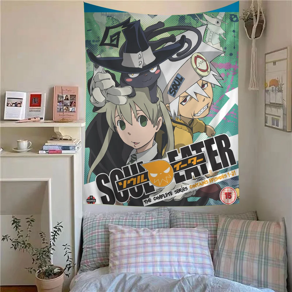 S-Soul E-Eater Crona Anime Wandteppich, Vintage-Wandbehang, ästhetische Raumdekoration, coole Raumdekoration, Hintergrundstoff – Detail 12