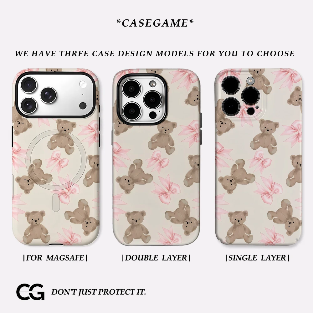 Teddy Bows IPhone 17 Must for Magnetische Handyhülle für IPhone 17 16 15 14 13 Pro Max Plus Einzelne doppelschichtige robuste Hülle