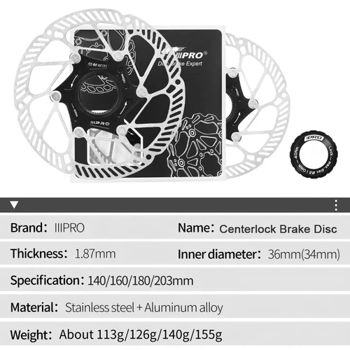 Imagen 2 del producto IIIPRO-Rotor de bicicleta Centerlock, disco de freno hidráulico de acero inoxidable, duradero, rotores de disco de freno para bicicleta de montaña y carretera, pieza de ciclismo