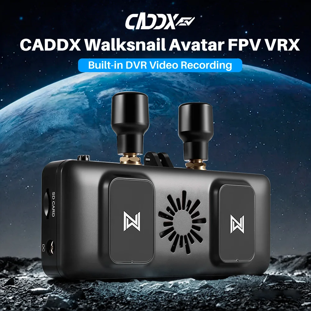 CADDX Walksnail Avatar FPV VRX HD Receiver 4 Antennas 22ms Low Latency DVR Output for High Def Input FPV Goggles Drone Pilots