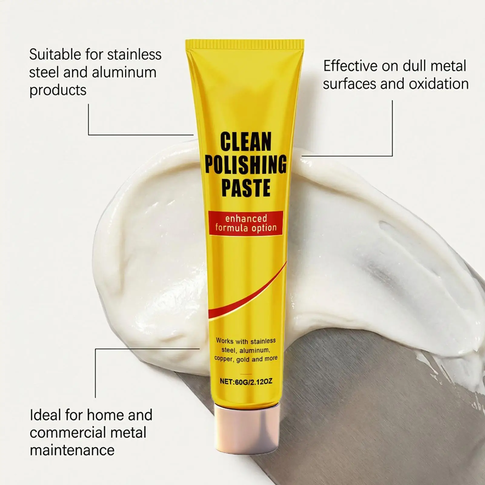 Chrome Metal Cleaner 60g Heavy Duty Alloy Restorer for Car Rims Silverware Brass Stainless Steel Kitchen Bathroom Fixtures Care