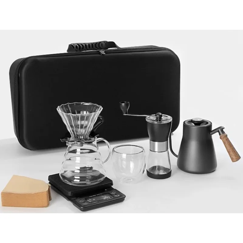 New 2025 Handmade Stainless Steel Coffee Brewing Pot Set with Chronograph Electronic Scale Wholesale Combination Coffee Gift Box