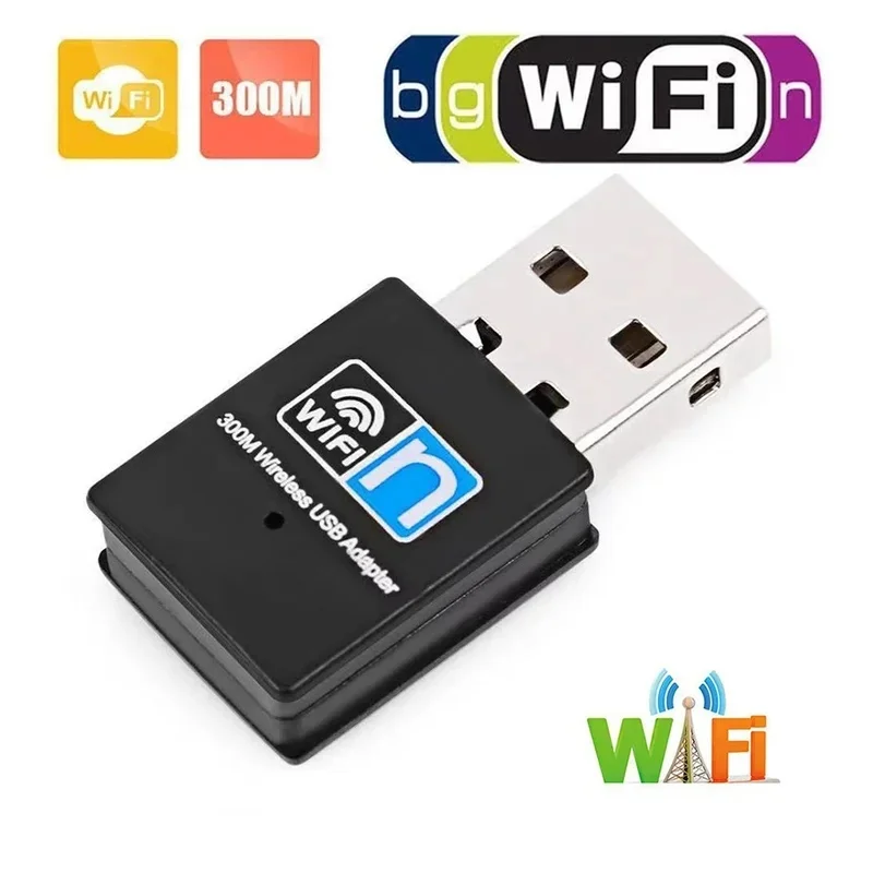 300Mbps USB WiFi Adapter 802.11n 2.4GHz USB2.0 Wireless Receiver Dongle Network Card for Desktop Laptop Windows Plug and Play