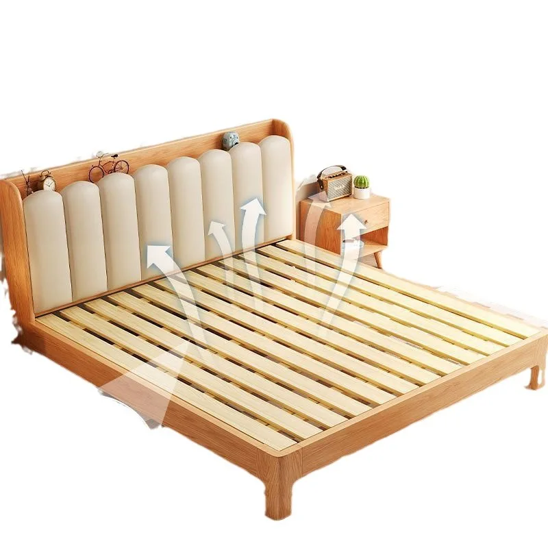 

Oak bed solid wood bed, thickened and bold master bedroom bed, simple modern Nordic bed