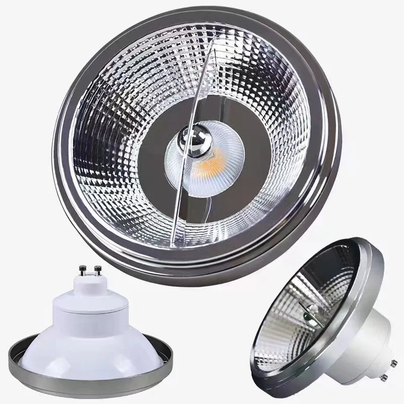 Dimmable 15W COB LED AR111 Spotlight with Light Guide Column GU10 G53 Base 111x73mm