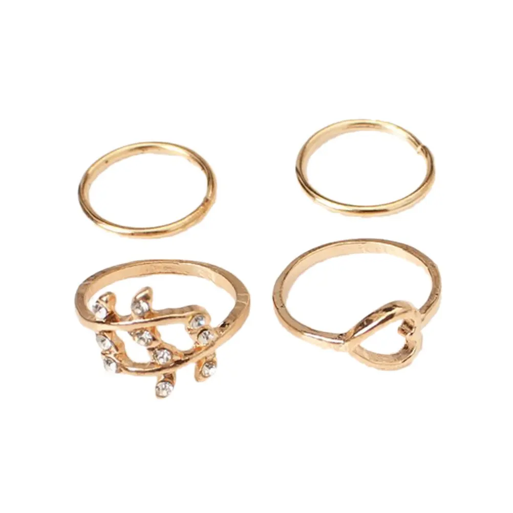 4Pcs Women Finger Rings Set Unique Joint Knuckle Rings for Birthday Anniversary Christmas Valentine Mother's Day Gift Golden