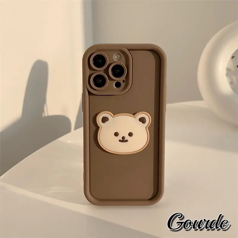 

Gourde Simple 3D Bear Head Unique High End Minimalist Phone Case for Iphone 16 15 14 12 13 11 Pro Max 7 8 Plus Iphon X Xs Xr Xs
