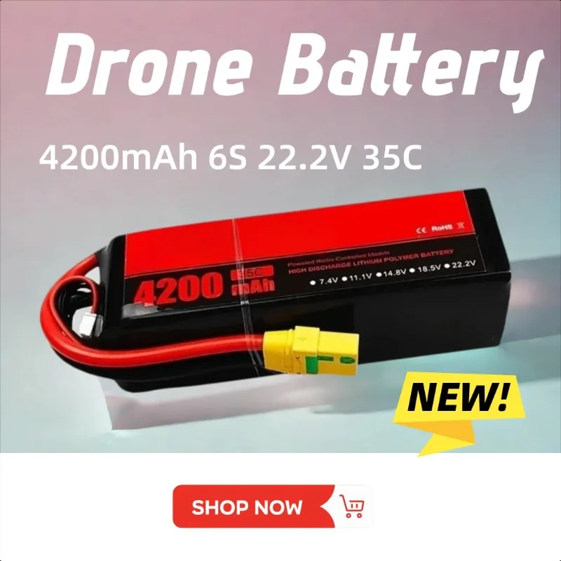 

4200mAh 6S 22.2V 35C T/XT60 LiPo Battery for RC Quadcopter Helicopter FPV Racing Drone Rechargeable Battery