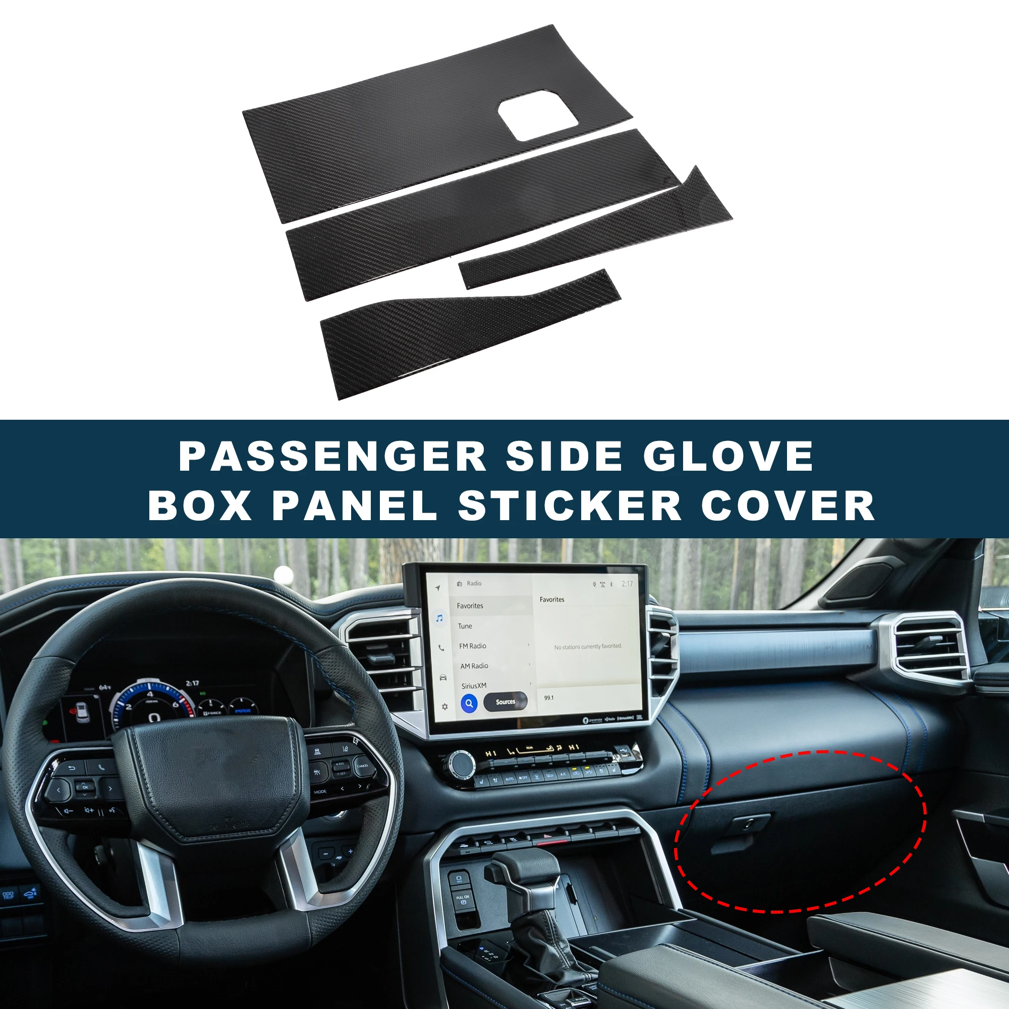 

UXCELL Passenger Side Glove Box Panel Sticker Cover for Toyota Tundra Sequoia 22-24 Set