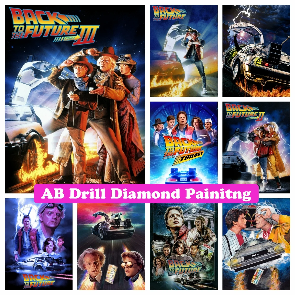 

5D DIY AB Drills Diamond Painting Mosaic Back To The Future Movie Car Cross Stitch Embroidery Beads Rhinestone Wall Home Decor