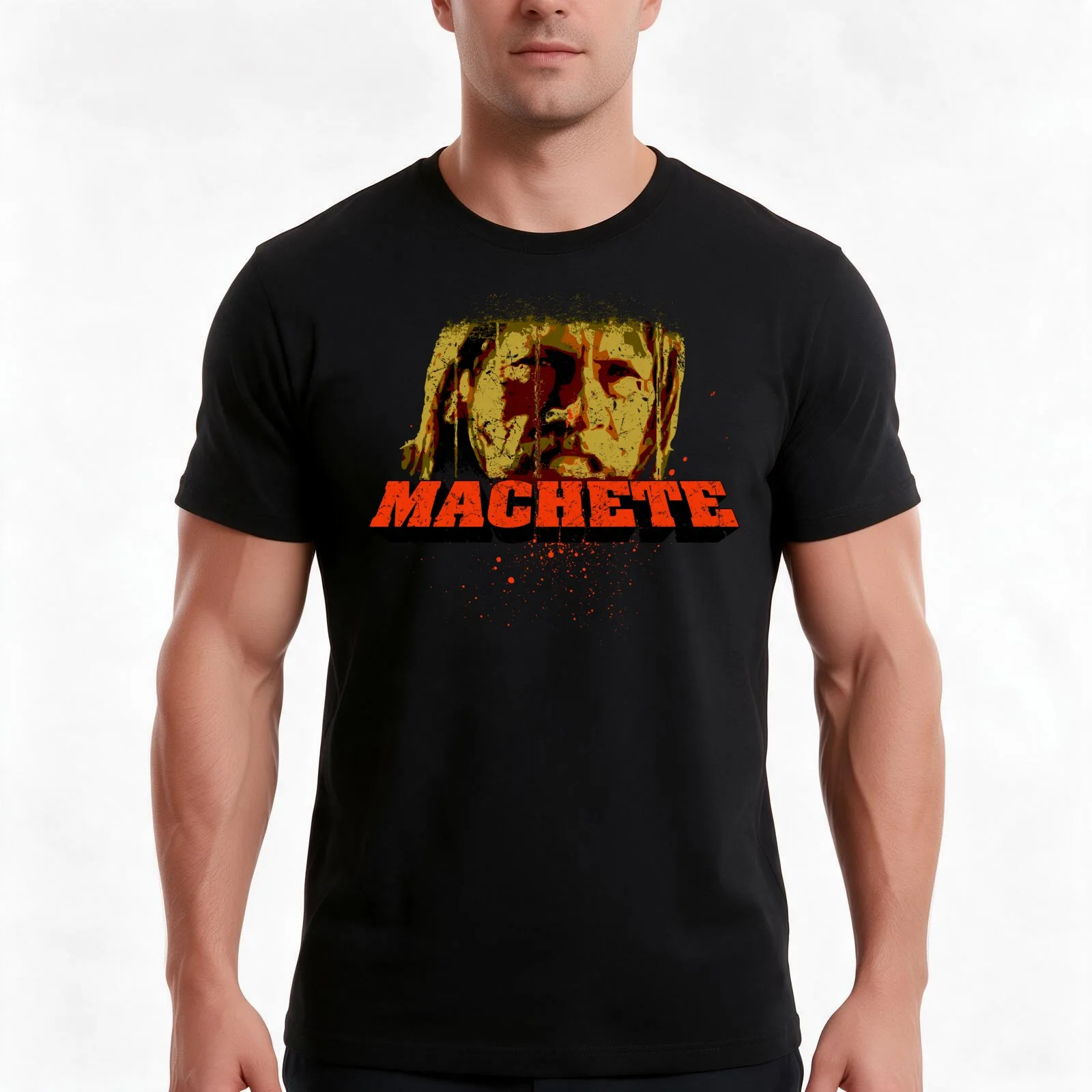 Machete T-Shirt, Summer Casual Cotton Tee, Oversized Streetwear Tops, Vintage Graphic Print, Loose Fit Short Sleeve, 100% Cotton
