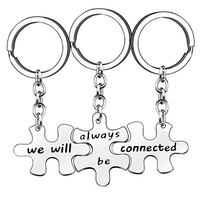 3PCS We Will Always Be Connected Necklace Set, Best Friends pendant Necklace for 3, Friendship Jewelry Gift for Sisters Friends