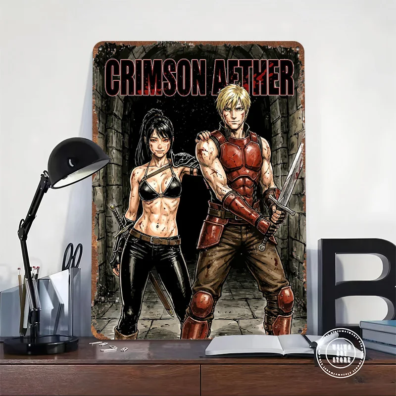 Crimson Aether Characters in Dungeon Poster Customized Vintage Metal Signs Wall Art Retro Tin Plaque for Room Decoration Cozy
