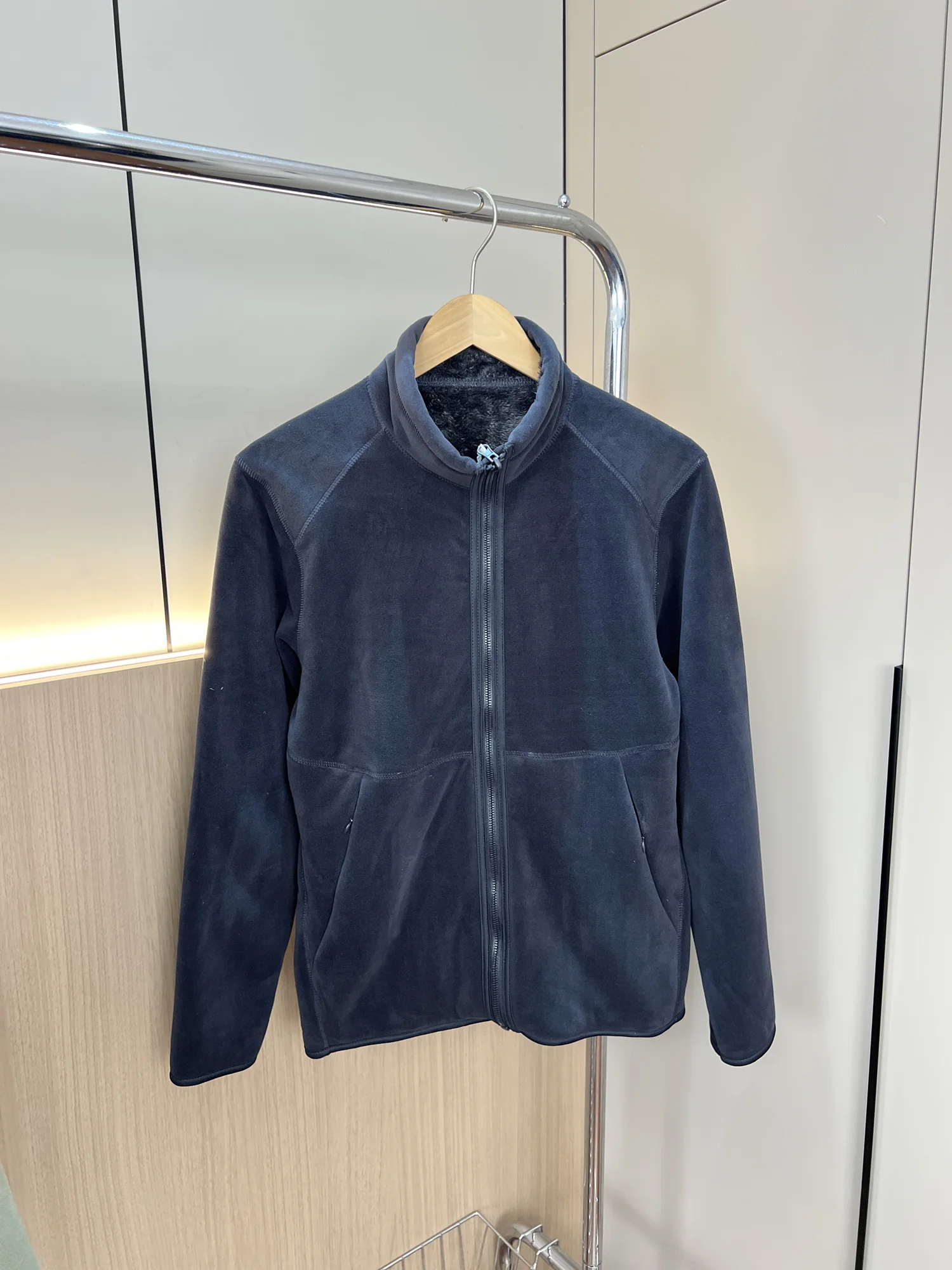 الرجال الخريف الشتاء الصلبة جاكيت من الصوف النساء الوقوف طوق الوجهين الحرارة الاحتفاظ معطف قطبي سليم صالح البريدي ملابس خارجية دافئة