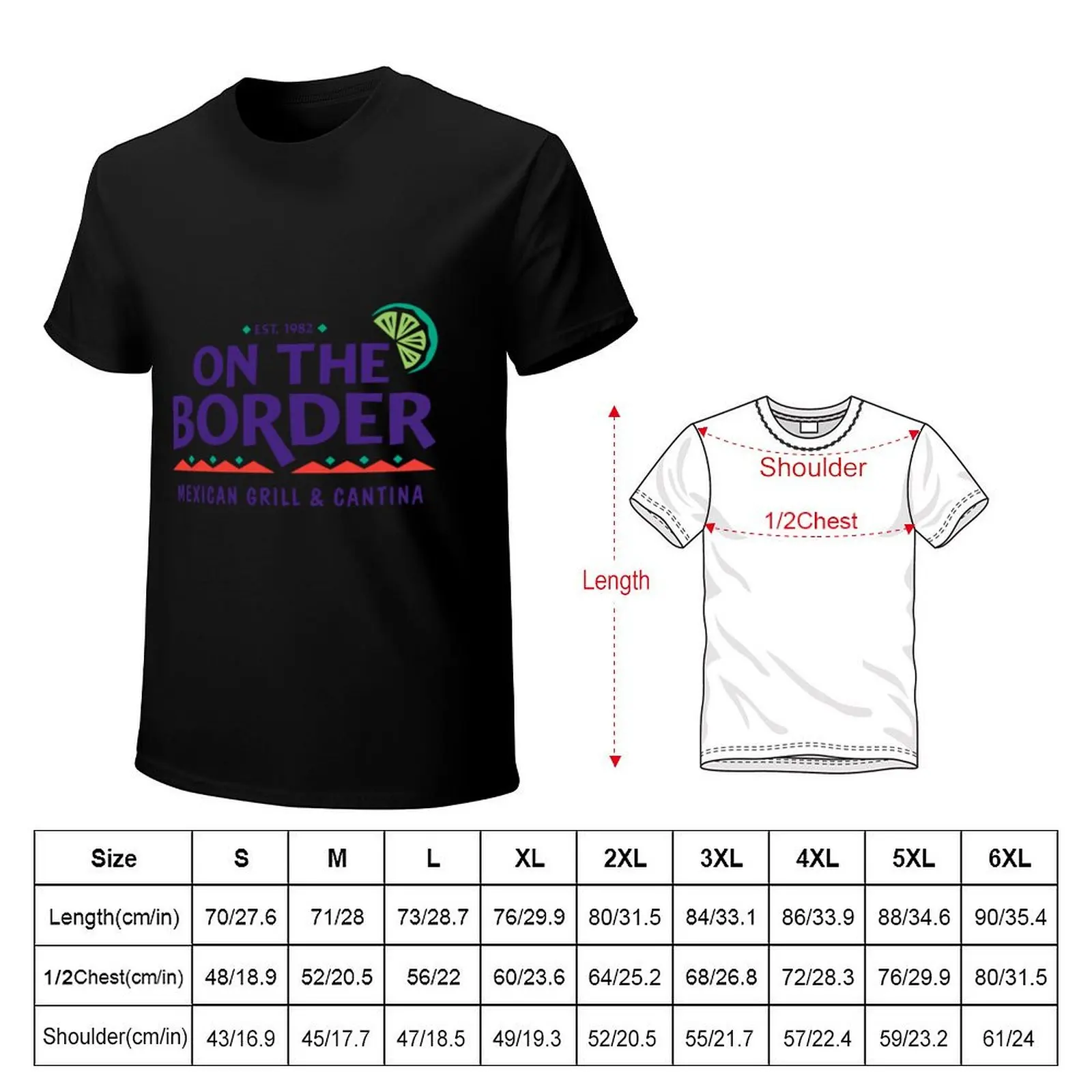 On the Border Mexican Grill Cantina Resto T-Shirt Vintage Print Crew Neck Tee