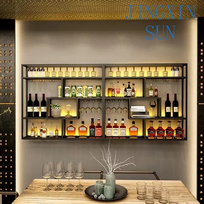 Metal Hanging Kitchen Wine Rack Display Living Room Inverted Buffet Wine Cabinets Restaurant Holder Armario Para Display Cabinet