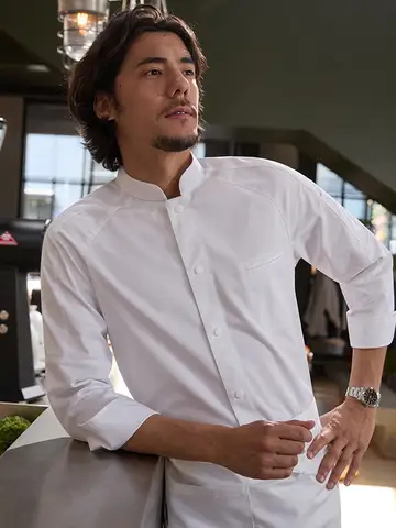 Professional Chef Coat Long Sleeve Food Service Kitchen Jacket Restaurant Waiter Uniform
