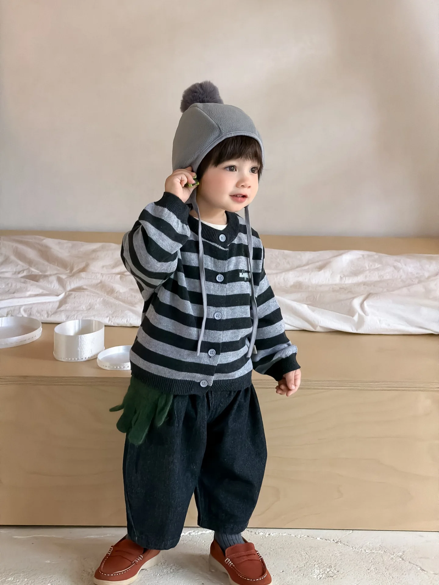 2026 Autumn New Baby Long Sleeve Coat Girls Casual Striped Cardigan Infant Boys Loose Versatile Jacket Toddler Clothes