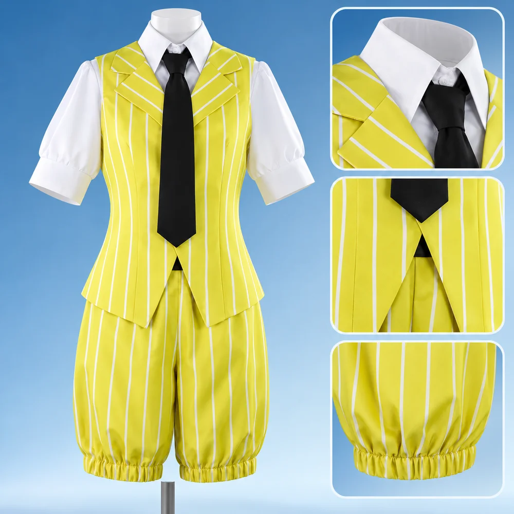 Anime Akita Neru Cosplay Costume Wig Mesmerizer Akita Neru Christmas Halloween Party Yellow Striped Costume Carnival Convention