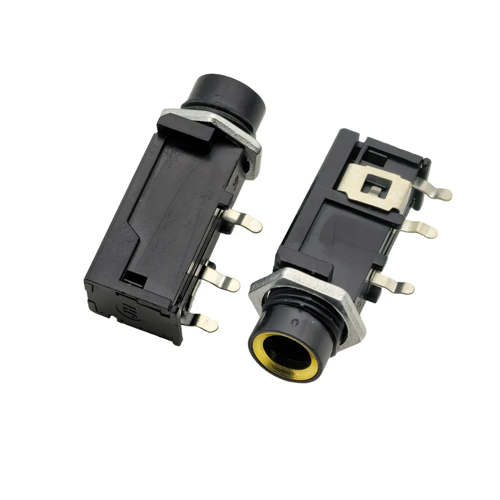 Mono 6.35mm Jack Female Microphone Audio Jacks Connector 3 Pin DIP PCB Panel Mount 1/4inch 6.35 /6.5 Interface with Nut