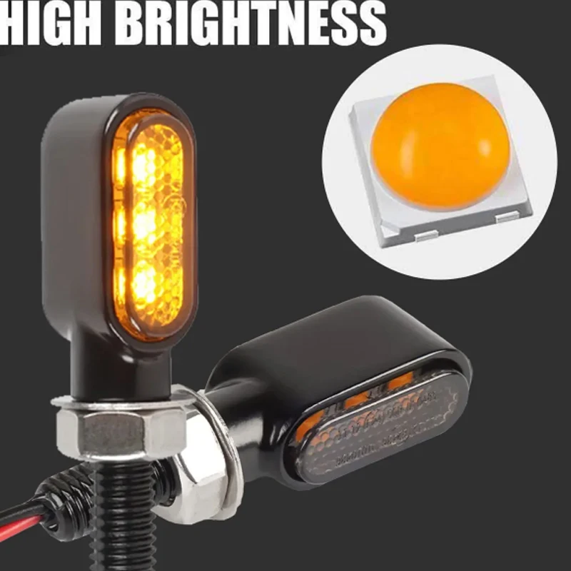 Mini Motorcyle Led Turn Signal Lights Amber Flashing Light Blinker Turn Signal Lamp For Cafe Racer 12V 3LED Moto Indicator Lamps