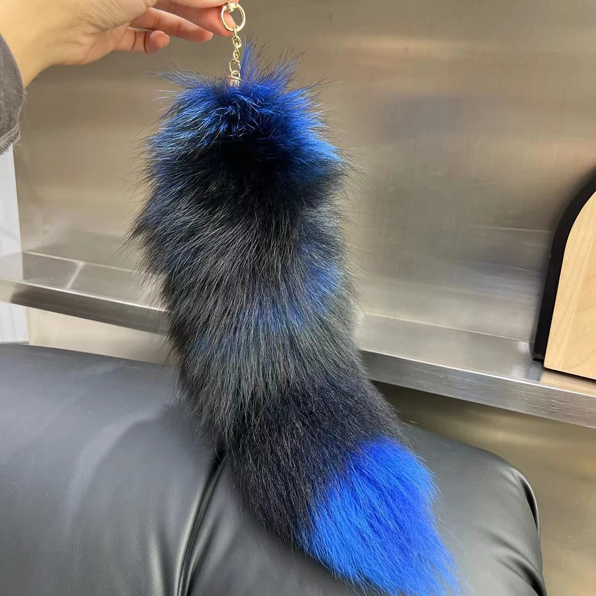 2024 Echt Fuchs Pelz Schwanz Große Lange Natürliche Pelz schwanz Schlüsselbund Anhänger Cosplay schwanz Nette Wolf Fuchs Schwanz Pelz Auto Schlüsselanhänger für Frauen – Detail 8