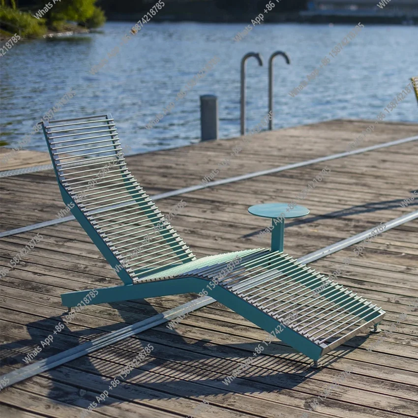 A63 Stainless steel park chair outdoor bench solid wood bench courtyard leisure designer comfortable
