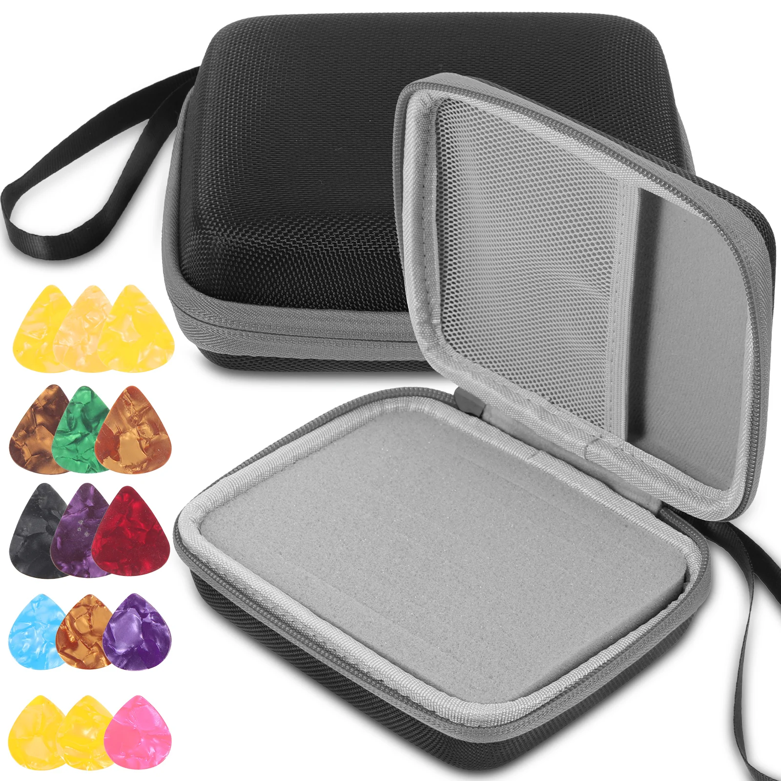 

Pick Storage Box Portable Picks Holder Case Guitar for Electric Bass Display Eva