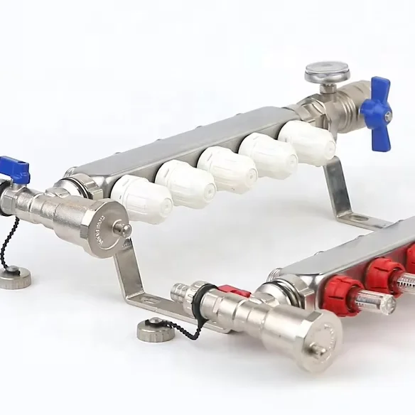 ATV&UTVATV&UTVHUIBO Under Floor Heating HVAC Stainless Steel Manifold for Plumbing Water Systems with Flow Meter