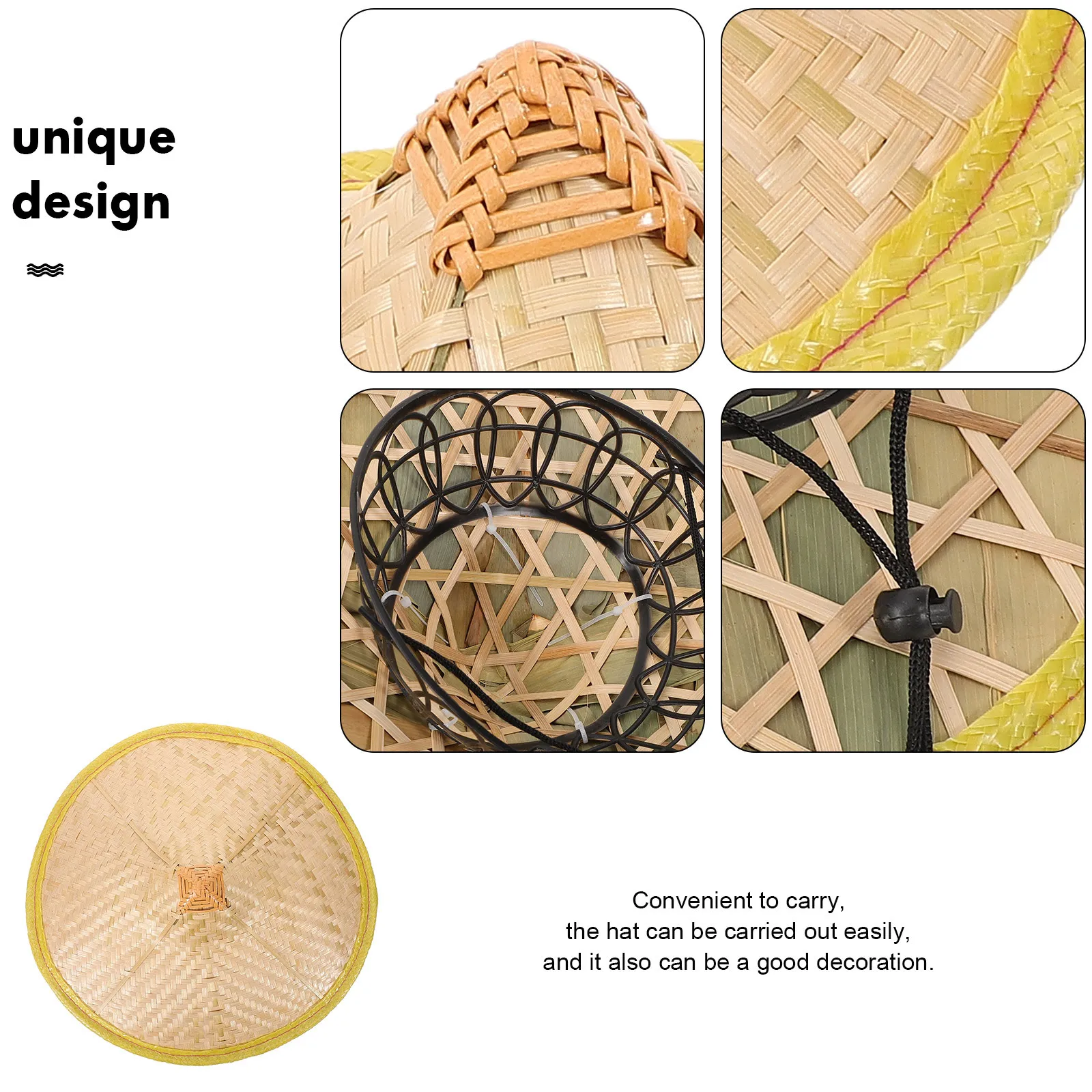 

Bamboo Woven Cone Hat Durable Rain-Proof Lightweight Outdoor Sun Blocking Fisherman Farmer Traditional Asian Performance