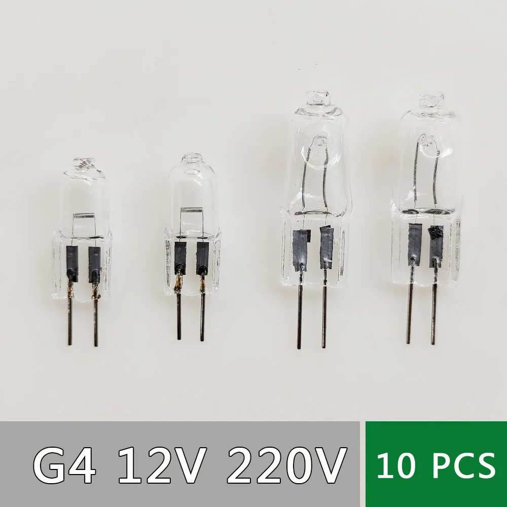 10pcs G4 Halogen Bulb 12V 20W or 220V 35W G4 Halogen Bulbs Light Globe Lot JC Bi-Pin LED Lamp Warm White Replace LED Lamp