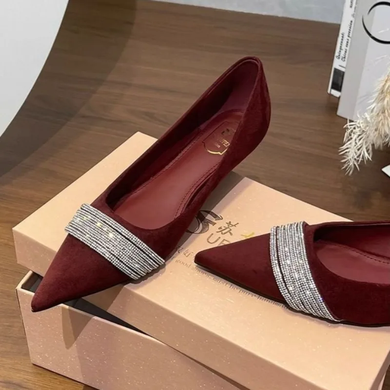 

Элегантные женские туфли-лодочки с острым носком и стразами, летние модные свадебные туфли для женщин