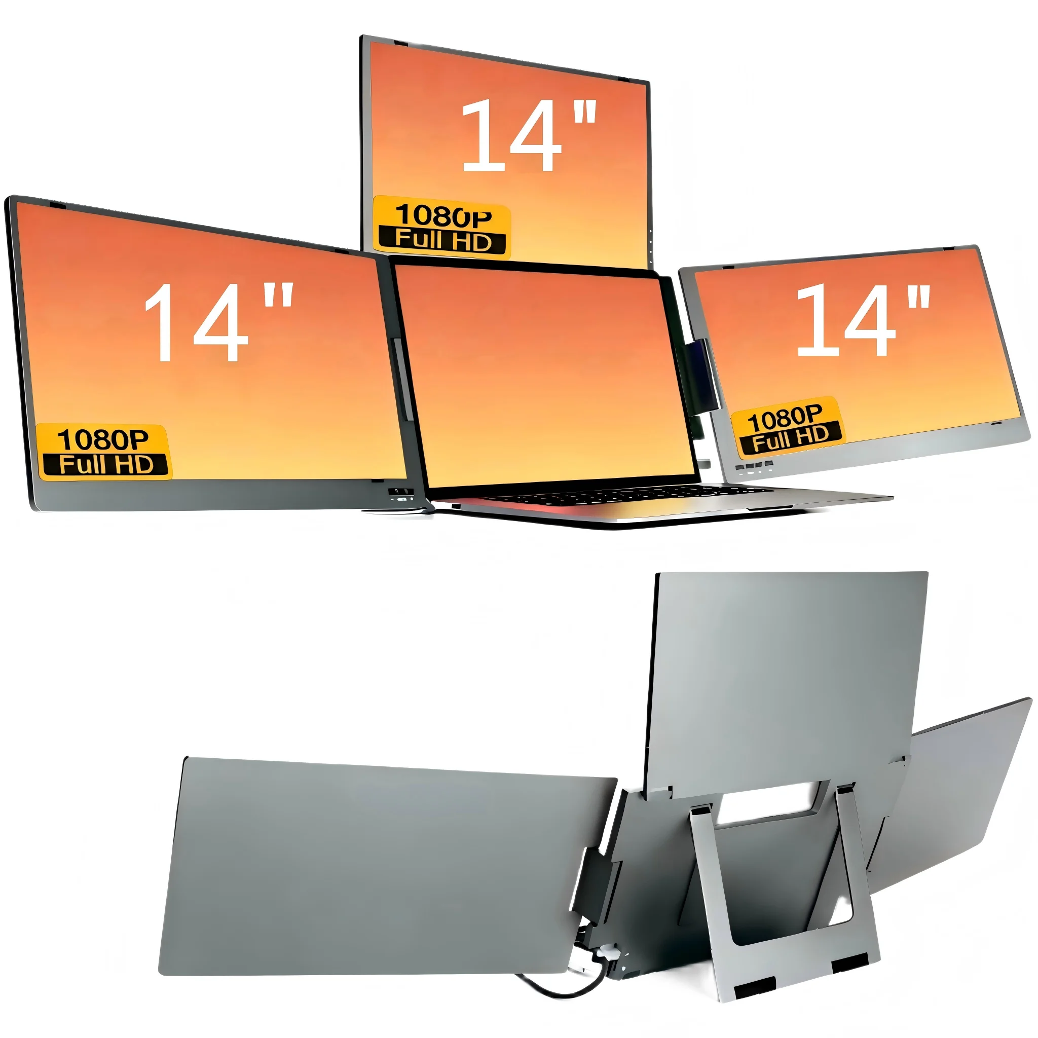 

Заводская цена, новые идеи для продуктов: портативный квадрехранный расширитель экрана для ноутбука, 14-дюймовый IPS LCD-экран, бизнес-серия, USB-кабель Type-C