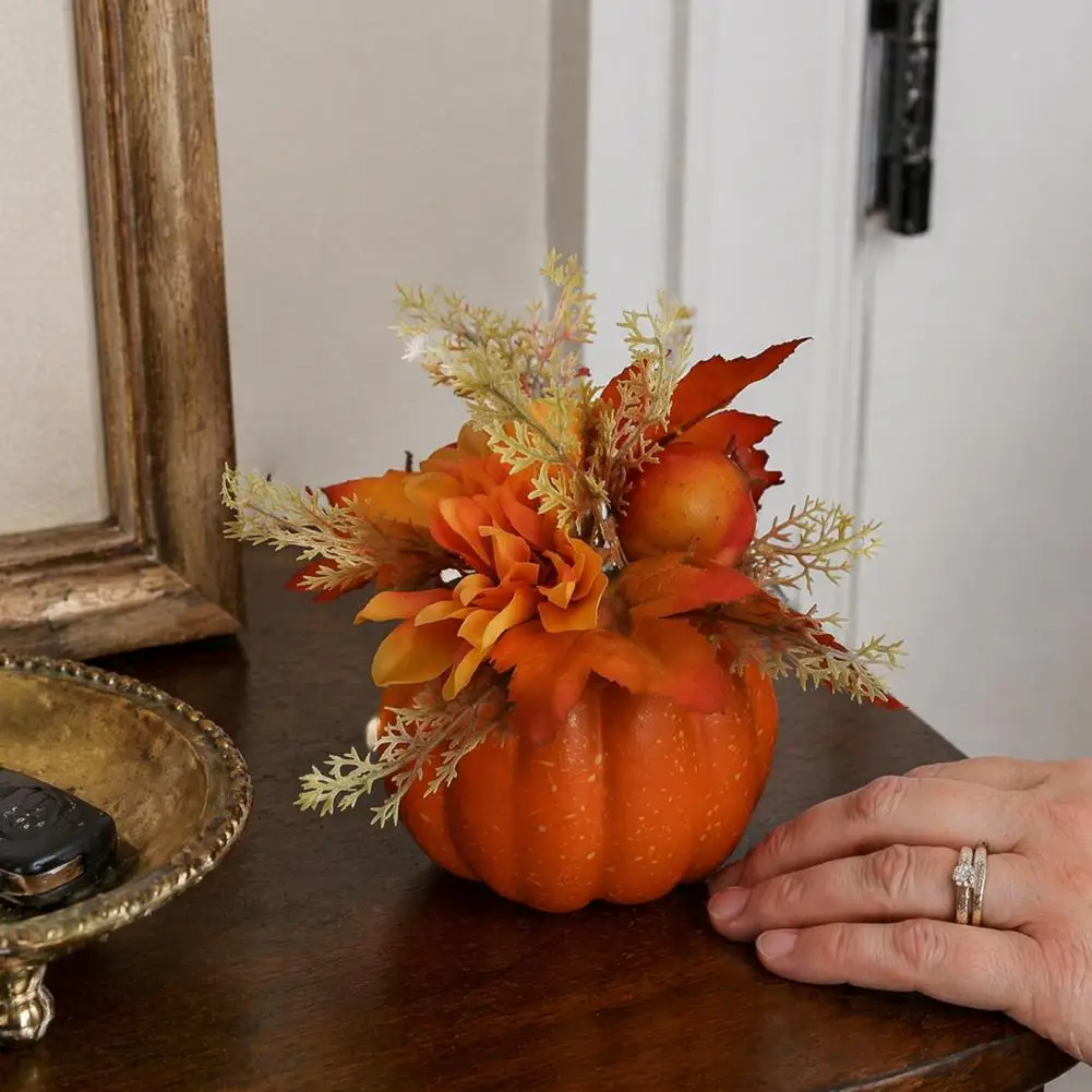 Eye-catching Pumpkin Accents Halloween Table Decor Fall Pumpkin Table Ornament with Artificial Foam Pumpkin Maple for Autumn