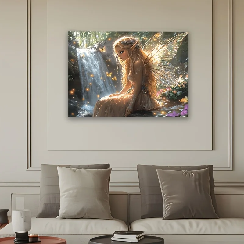 Large Fairy Waterfall Tapestry Enchanted Forest Fantasy Art Goddess Decor Room Wall Hanging Background Poster Print