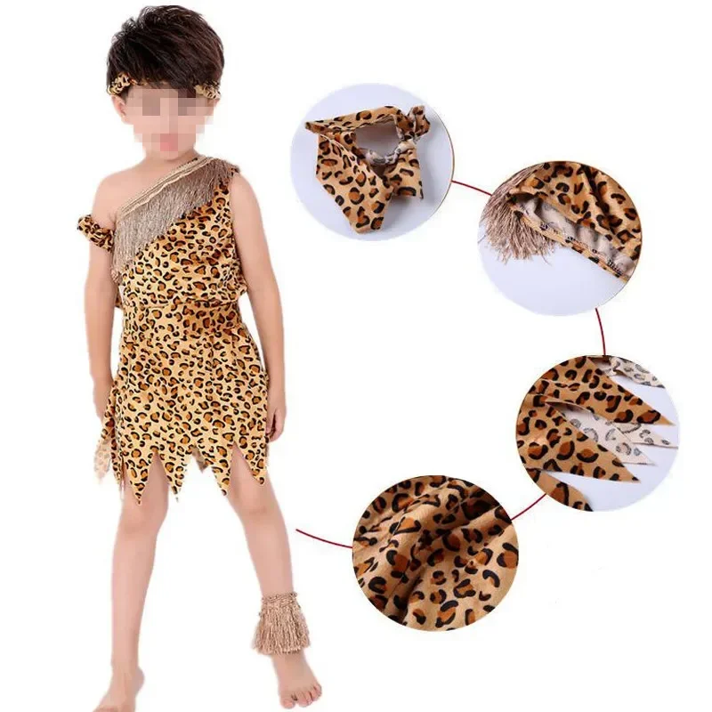 African Original Savage Wild Traje para meninos e meninas, Carnival Role Play, Cosplay Dia das Crianças, Trajes de Halloween