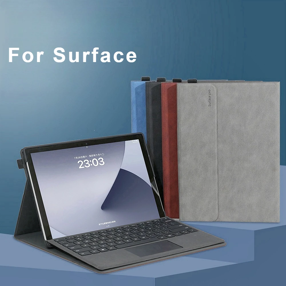 Business Cover for Microsoft Surface Pro 11/10/9/8 Portfolio Case 12inch Multiple Angle Stand Tpu Shell Compatible with Keyboard