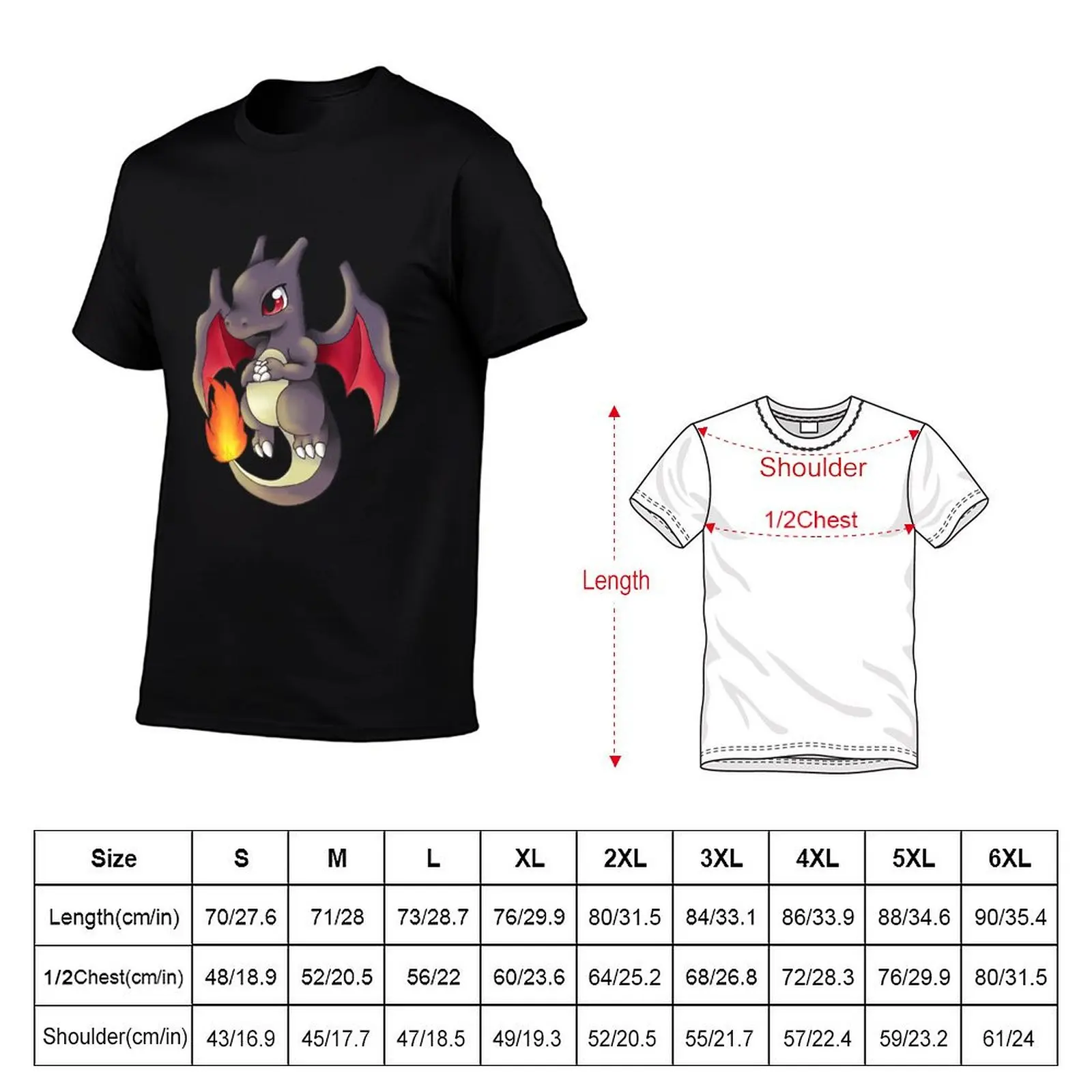 Charizárd - Black Dragon Chibi T-Shirt t shirts for man graphic funny man tshirt T-Shirt