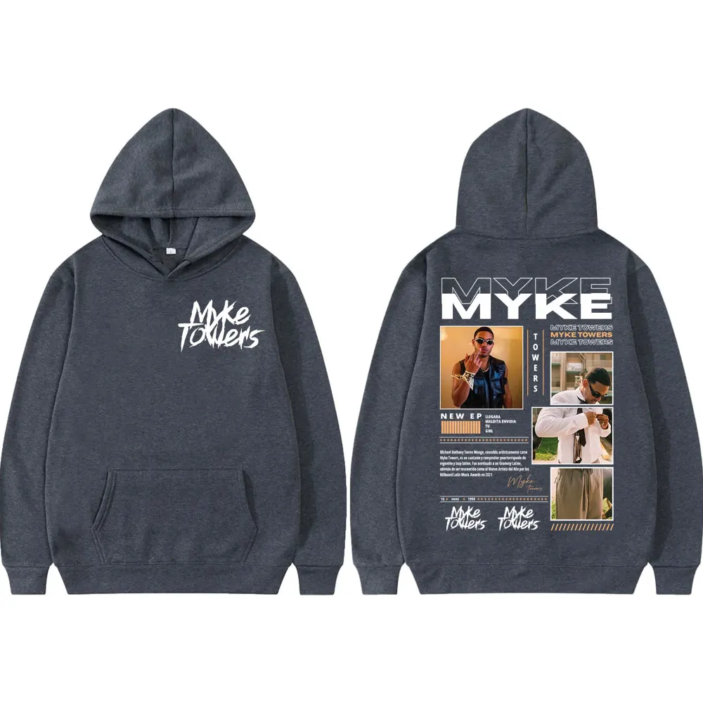 Rapper Myke Towers Graphic Hoodies Men Women Clothing Harajuku Hip Hop Hooded Sweatshirts High Street Fashion Trend Pullovers