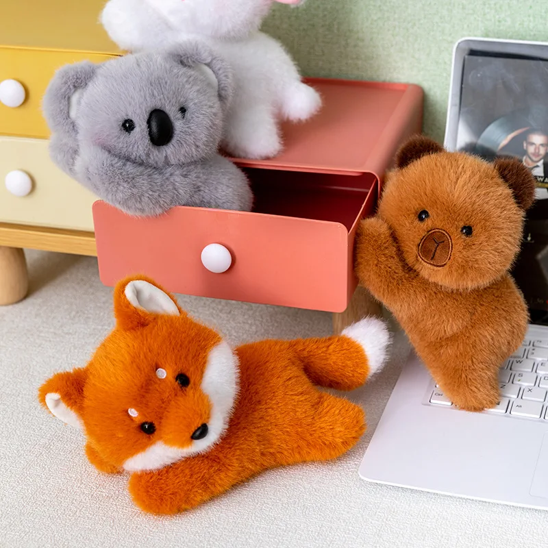Cute Lying Animal Plush Toy Soft Kawaii Fox Stuffed Doll Fun Anime Capibara Plushie Throw Pillow Christmas Gifts