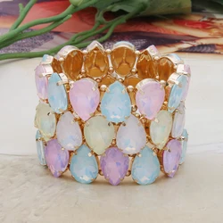 Bohemian Colorful Glass Bracelets For Woman European American Exaggeration Spring Rhinestone Bangle Madera Rhinestone Pulseira