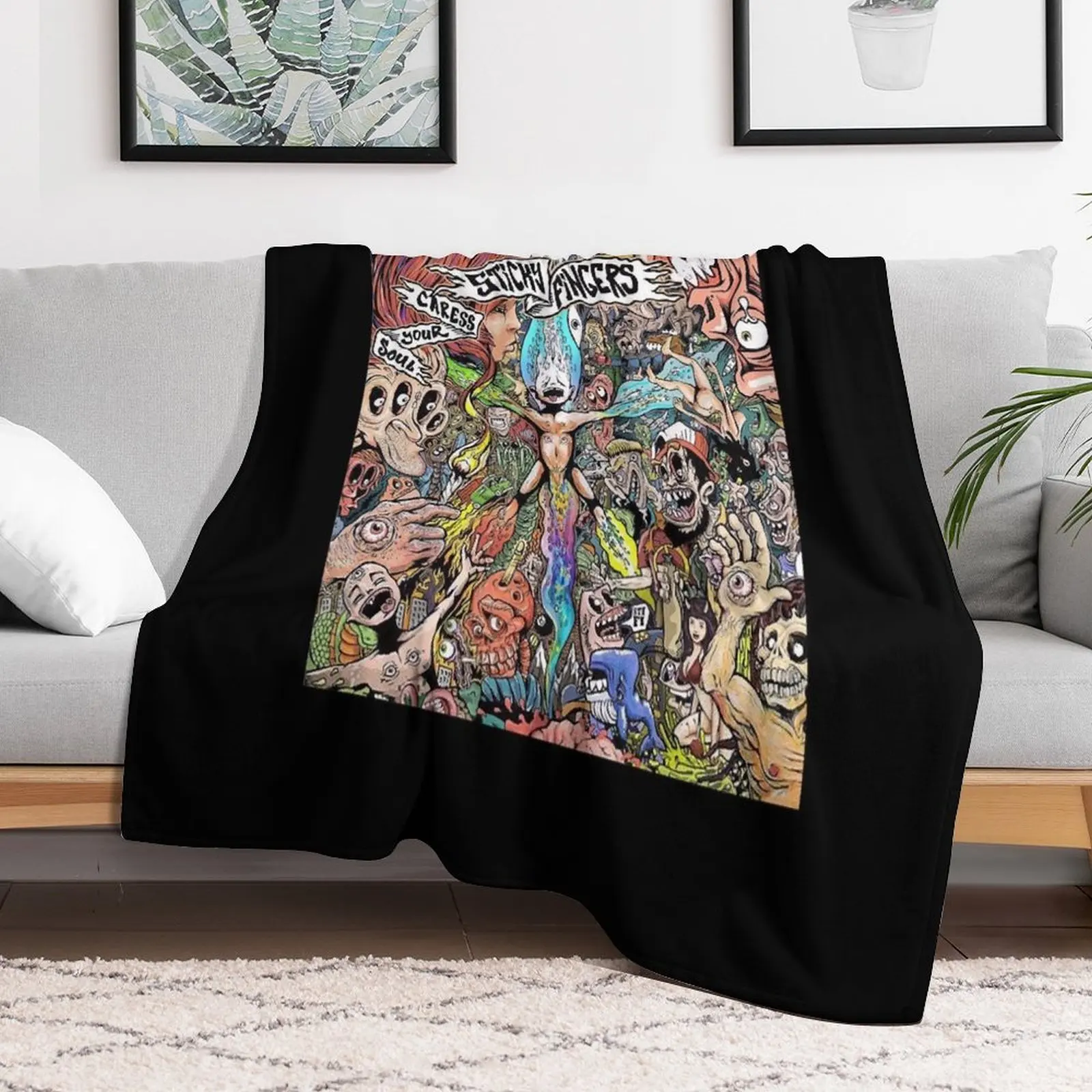 Sticky fingers caress your soul Throw Blanket cosplay anime Moving Blankets