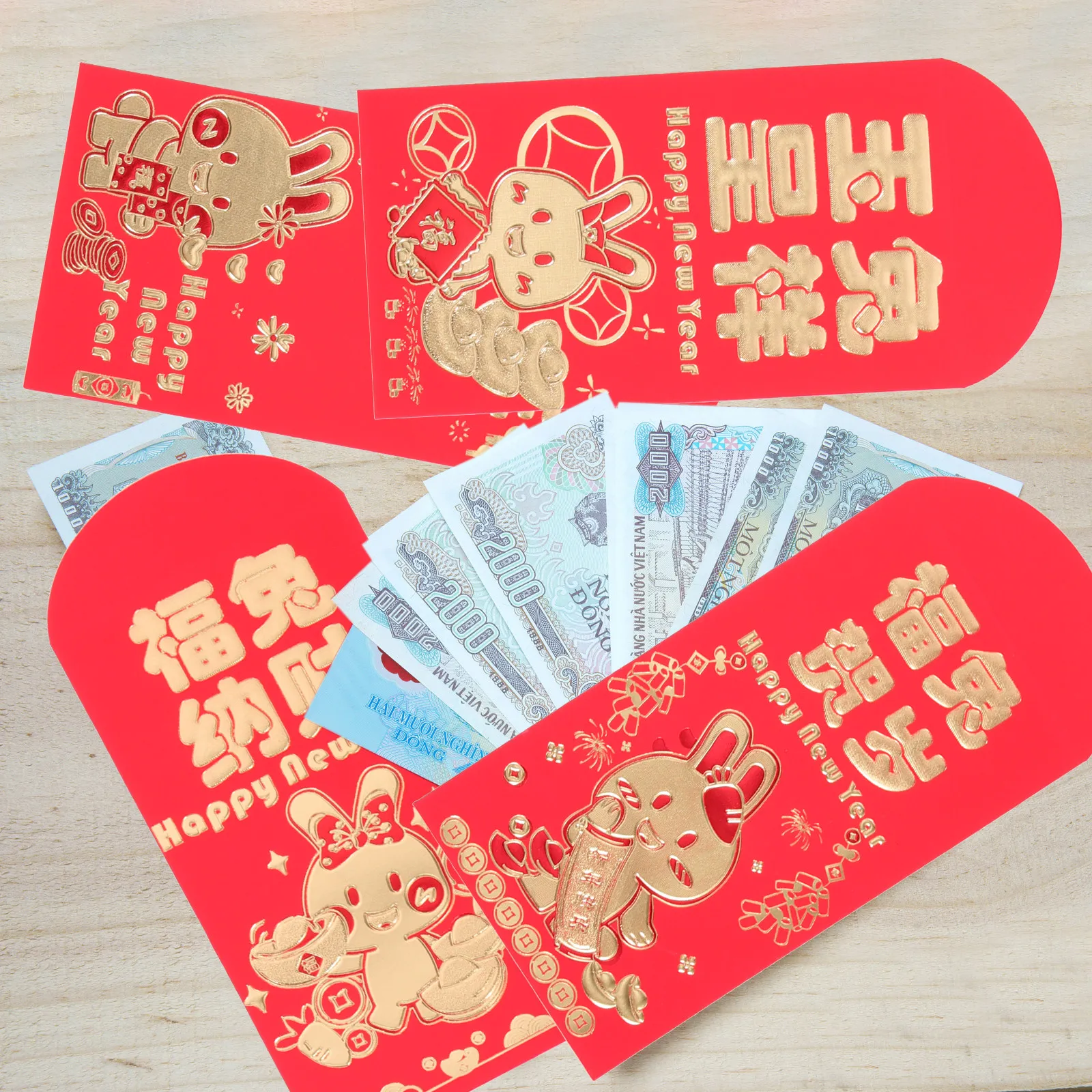 

24Pcs 3D Red Packets Paper Envelopes Bunny Year Money Bags Spring Festival Gift Cartoon Luck Money Pouch Paper Red Packet