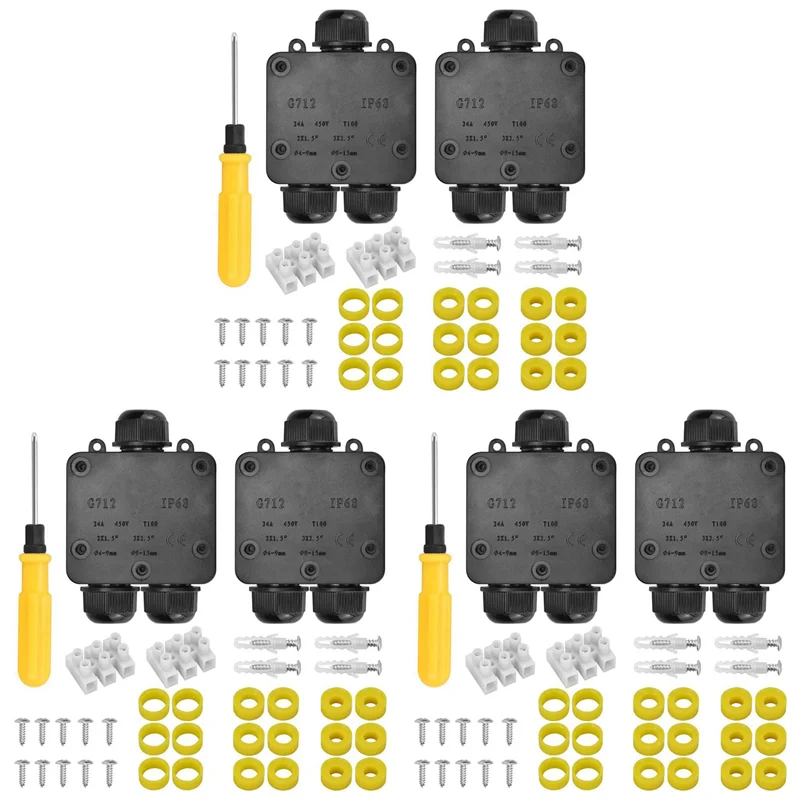 

AA81-6X Waterproof Junction Box IP68 Outdoor Gland Electrical Junction Box With 3 Cable Connector For 4-15 Mm Diameter Cable
