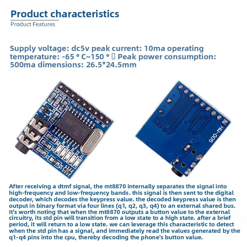 MT8870 DTMF Voice Decoder Module for Phone Dial Control Audio Processing