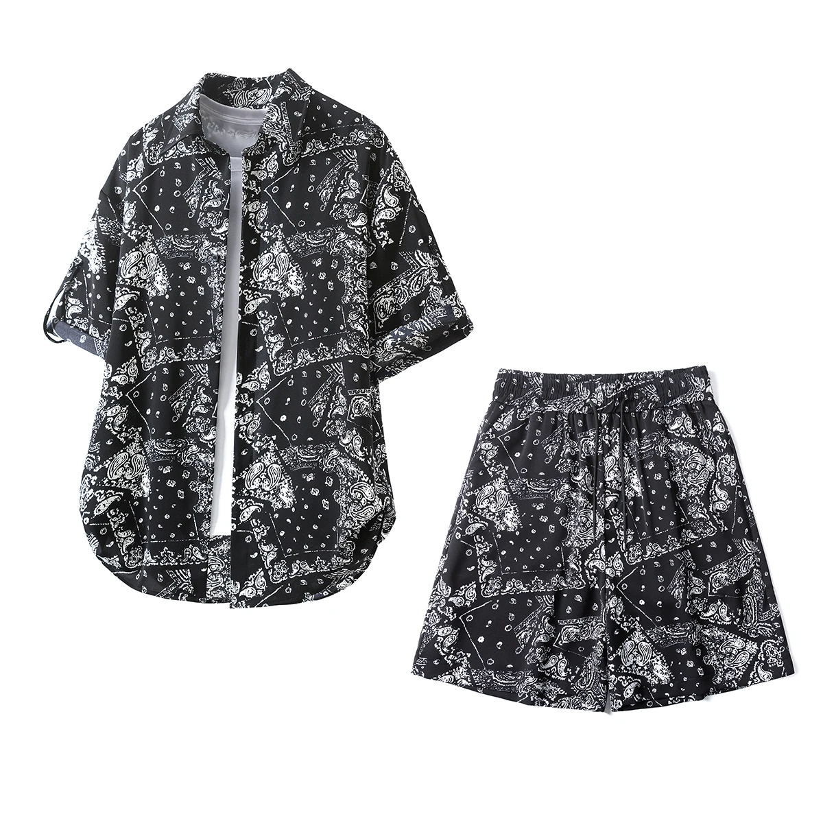 

Summer Vacation 2 Piece Outfits Man Hawaiian Shirts and Shorts Paisley Floral Printed Beachwear 2026 Mens Conjunto Masculino