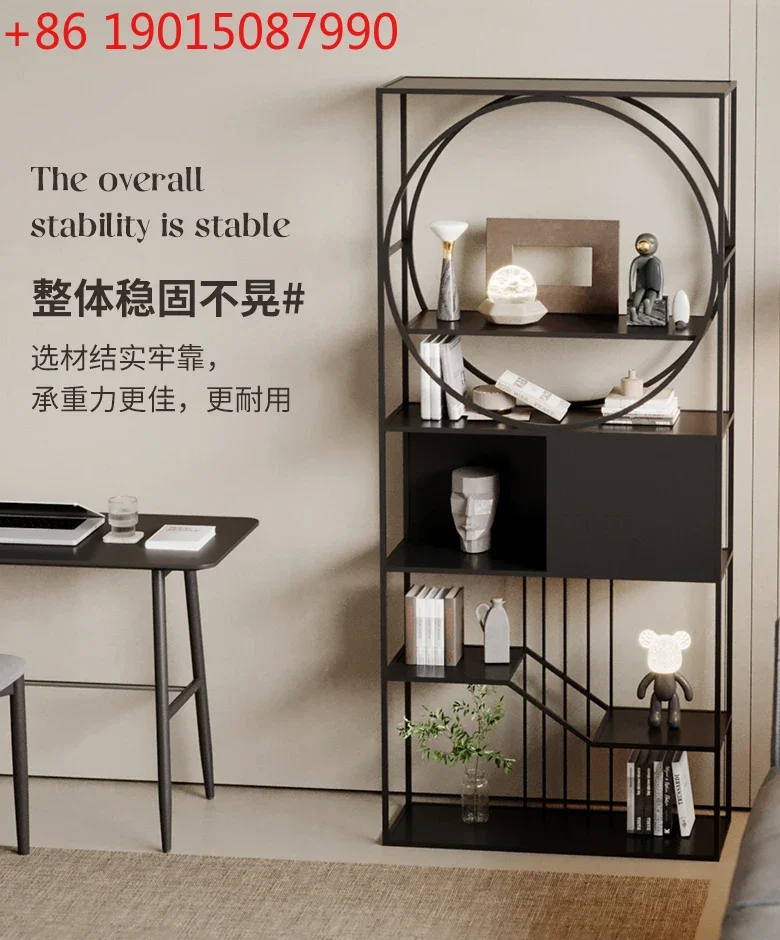 

Yh Light luxury vertical wrought iron shelf floor-to-ceiling living room multi-layer bookcase storage display rack
