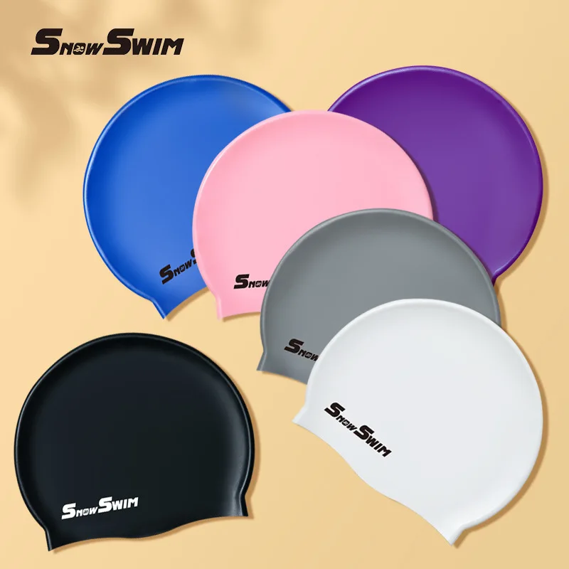 ผู้ใหญ่หมวกว่ายน้ําซิลิโคนผู้ชายและผู้หญิงสีทึบคุณภาพสูงหมวกว่ายน้ําสําหรับผู้หญิงอุปกรณ์สระว่ายน้ําขายส่ง